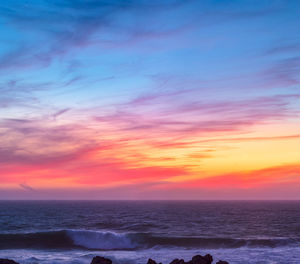Scenic view of sea against sky during sunset