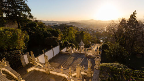 View of city at sunset