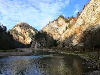 Scenic view of river amidst trees against sky