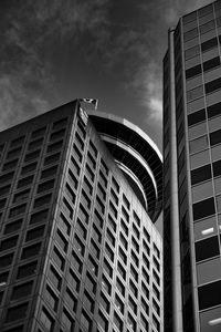 Low angle view of modern building against sky