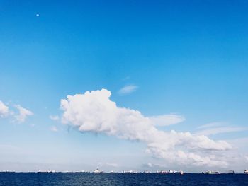 Scenic view of sea against blue sky