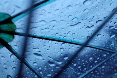 Close-up of water drops on glass