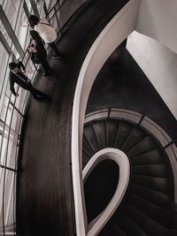 High angle view of spiral staircase of building