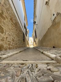 Empty alley amidst buildings in city