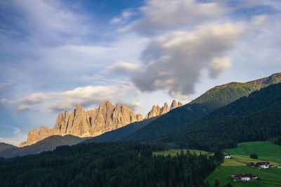 Scenic view of mountains against cloudy sky