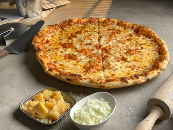 Close-up of pizza on table