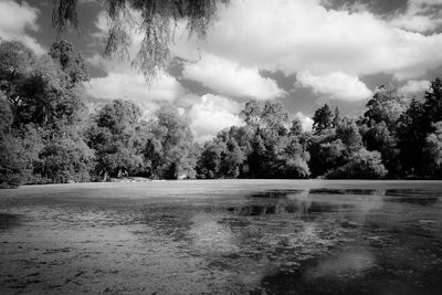 Scenic view of landscape against cloudy sky