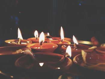 Close-up of lit candles