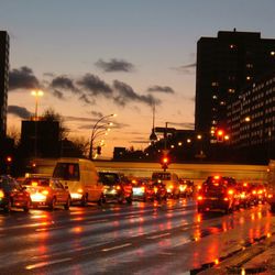 Light trails on city street at night