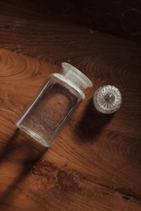 High angle view of cigarette on wooden table