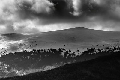 Scenic view of landscape against cloudy sky