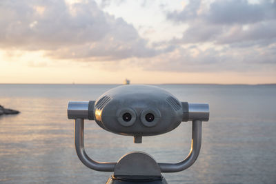 Binoculars overlooking baltic sea in estonia