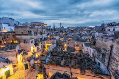 High angle view of townscape against sky