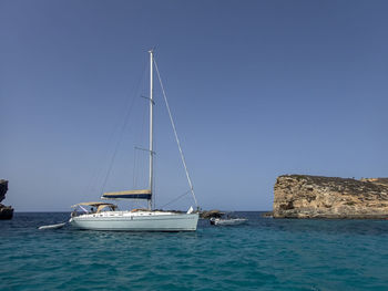 The picturesque blue lagoon in the island of comino near malta