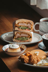 High angle view of food on table