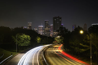 Illuminated city at night