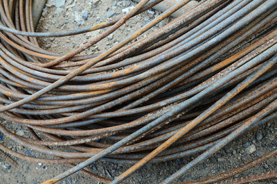 High angle view of metal at construction site