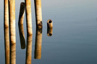 Wooden post in a lake