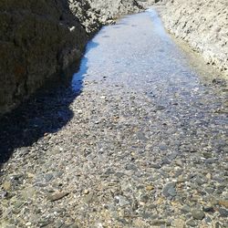 High angle view of water in sunlight