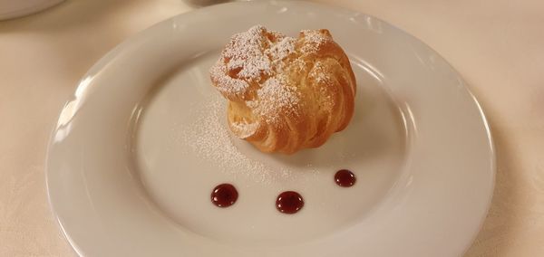 High angle view of cake in plate
