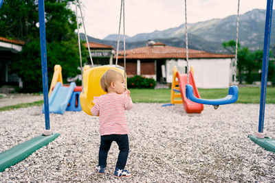 Girl playing on playground