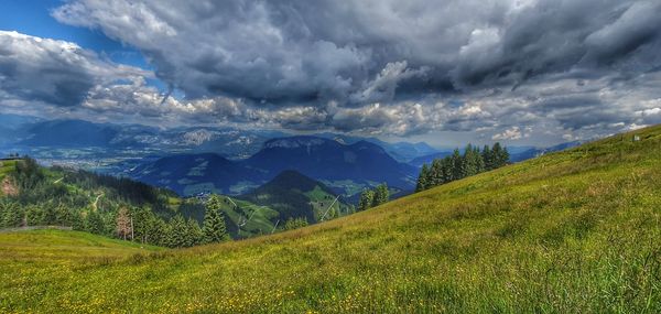 Scenic view to wilder kaiser mountain austria 