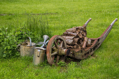 Old tractor in farm