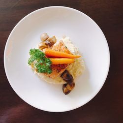 Close-up of food served in plate