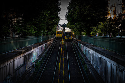 High angle view of railroad tracks