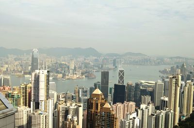 City skyline with river in background