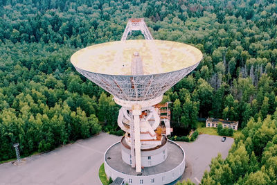 High angle view of gazebo in forest