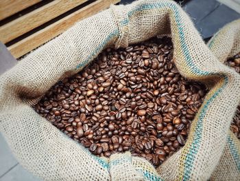 High angle view of coffee beans