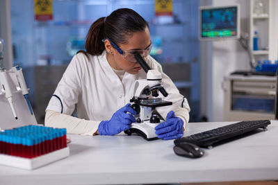 Female scientist working at laboratory