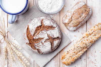 High angle view of bread on table