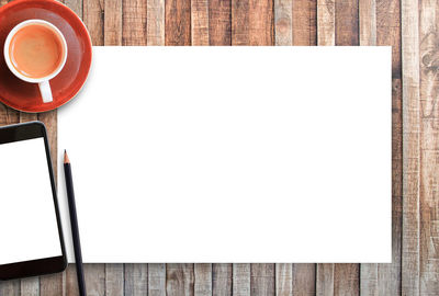 Directly above shot of empty coffee cup on table