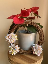 High angle view of flowers on table