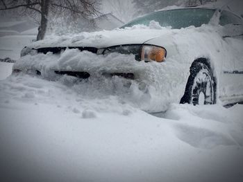 View of snow covered car