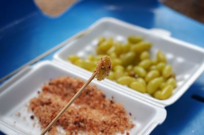 Close-up of food in bowl on table