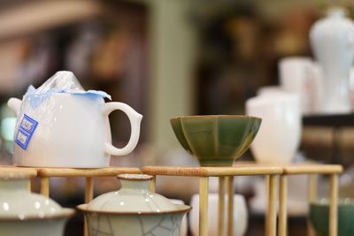 Close-up of coffee cup on table