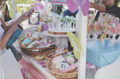 High angle view of ice cream for sale in store