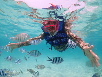 Man snorkeling underwater