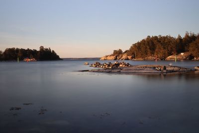 Scenic view of lake against sky