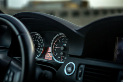 Close-up of car dashboard