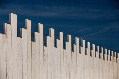 Close-up of wooden wall against sky