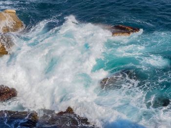 High angle view of sea waves