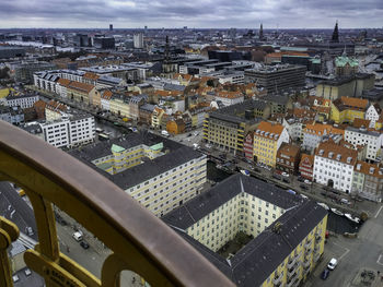 High angle view of cityscape against sky