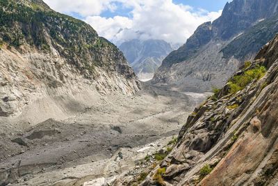 Mer de glace, a valley glacier which is steadily decreasing due to climate change, chamonix, france