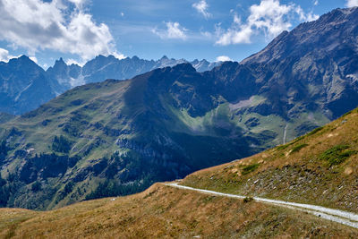 Scenic view of mountains against sky