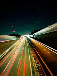 Light trails on highway at night