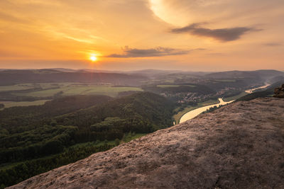 Scenic view of landscape against sky during sunset